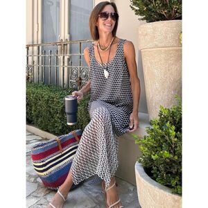 La Ligne silk Claudette Dress in Mavy/Ivory Muiti Small